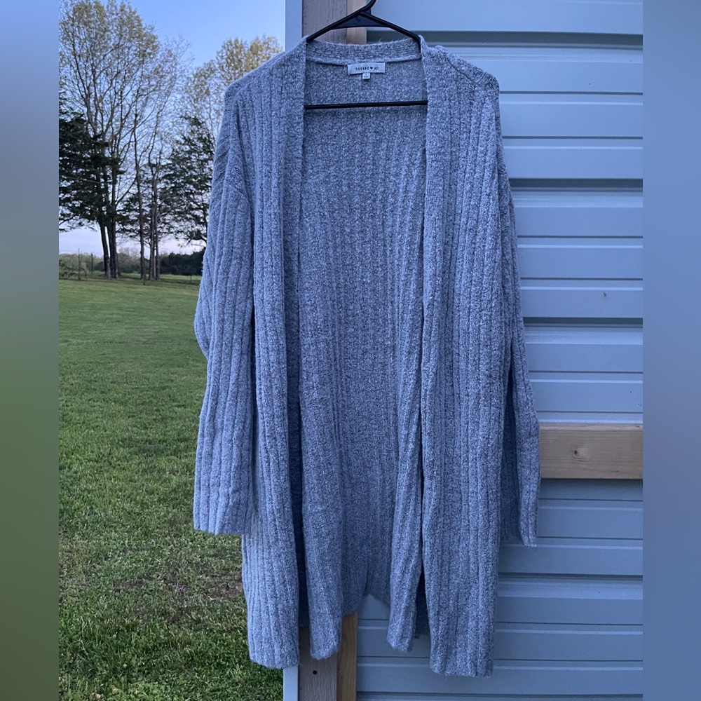 Cozy Gray Open-Front Sweater